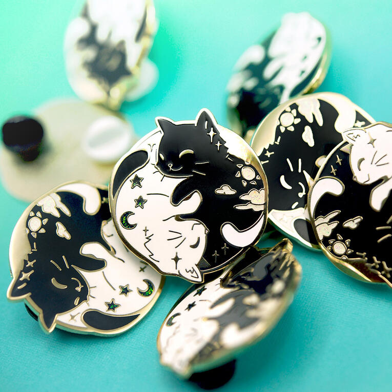 Cat Yin Yang Enamel Pin